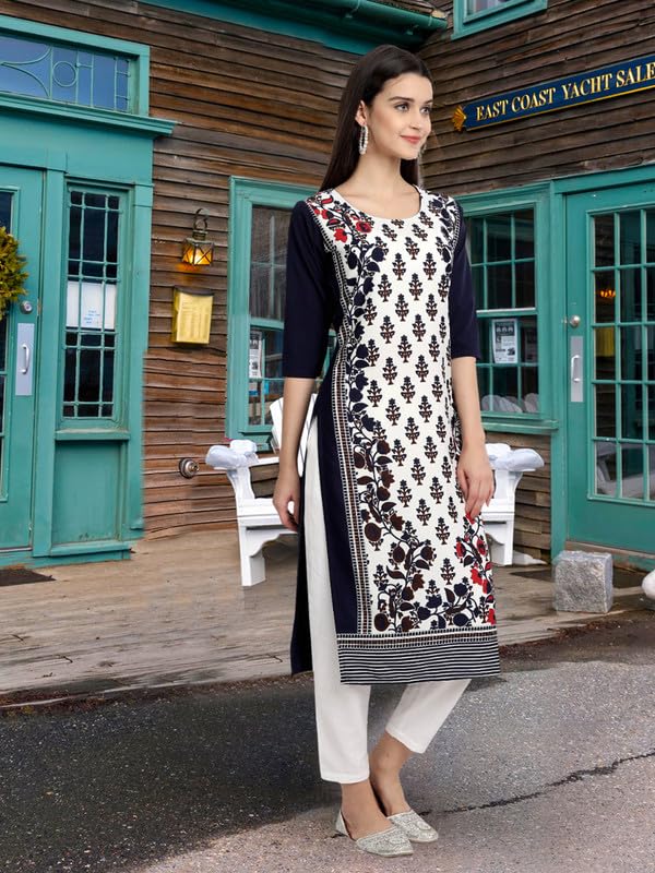 Image of Pinkmint Women's Printed Kurti for Women's Round Neck Straight Kurti for Women (Pack of 5 | Avaiable in Plus Size)