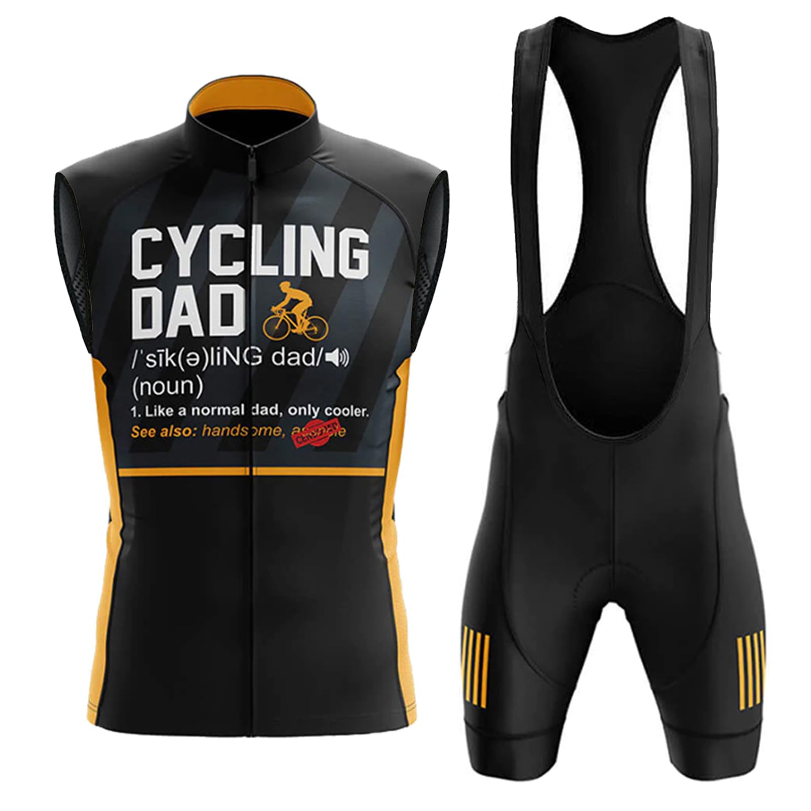 Completo Ciclismo Uomo Abbigliamento Bici MTB Estivo,Tuta Ciclista Maglietta da Ciclo Senza Maniche Gilet e Salopette Pantaloncini con 19D Gel Imbottiti,Maglia Bicicletta Asciugatura Rapida