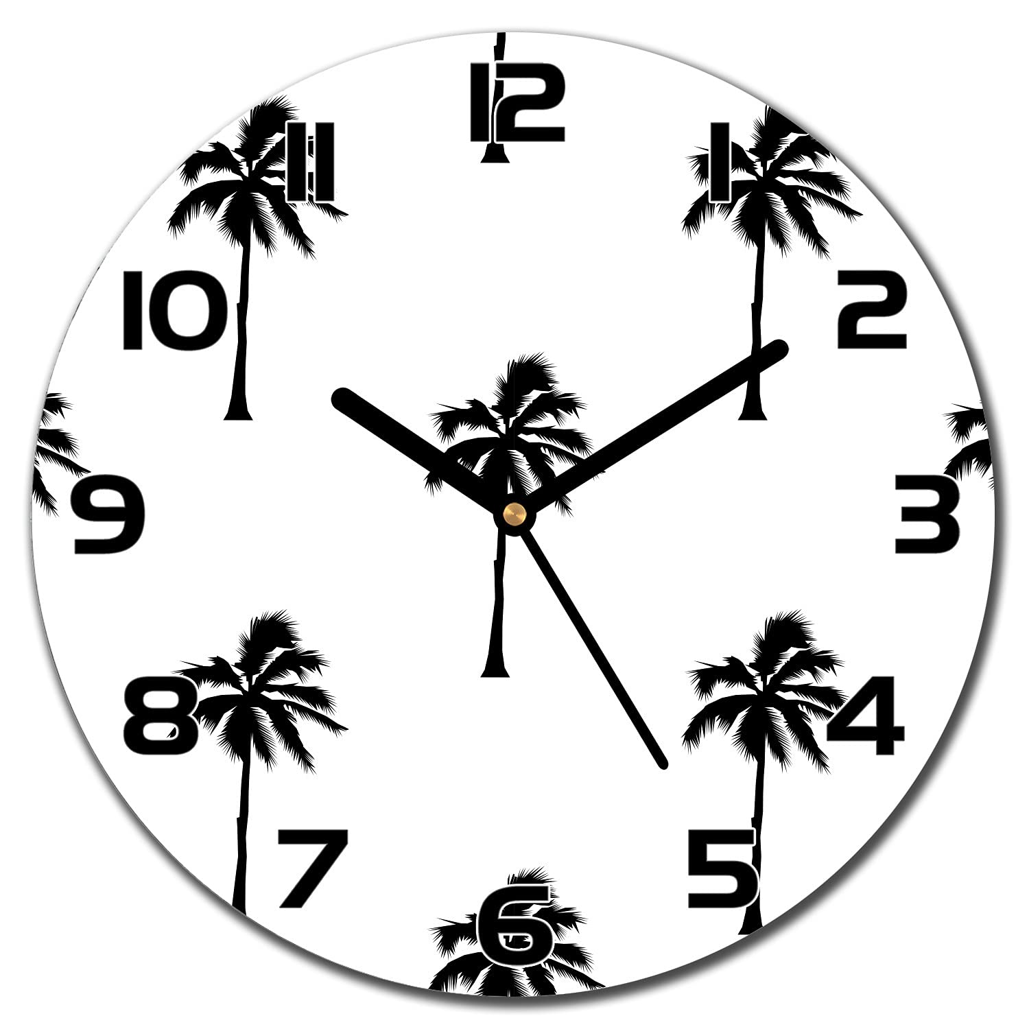 Horloge en verre Californie Love Palm murale ronde de 30 cm