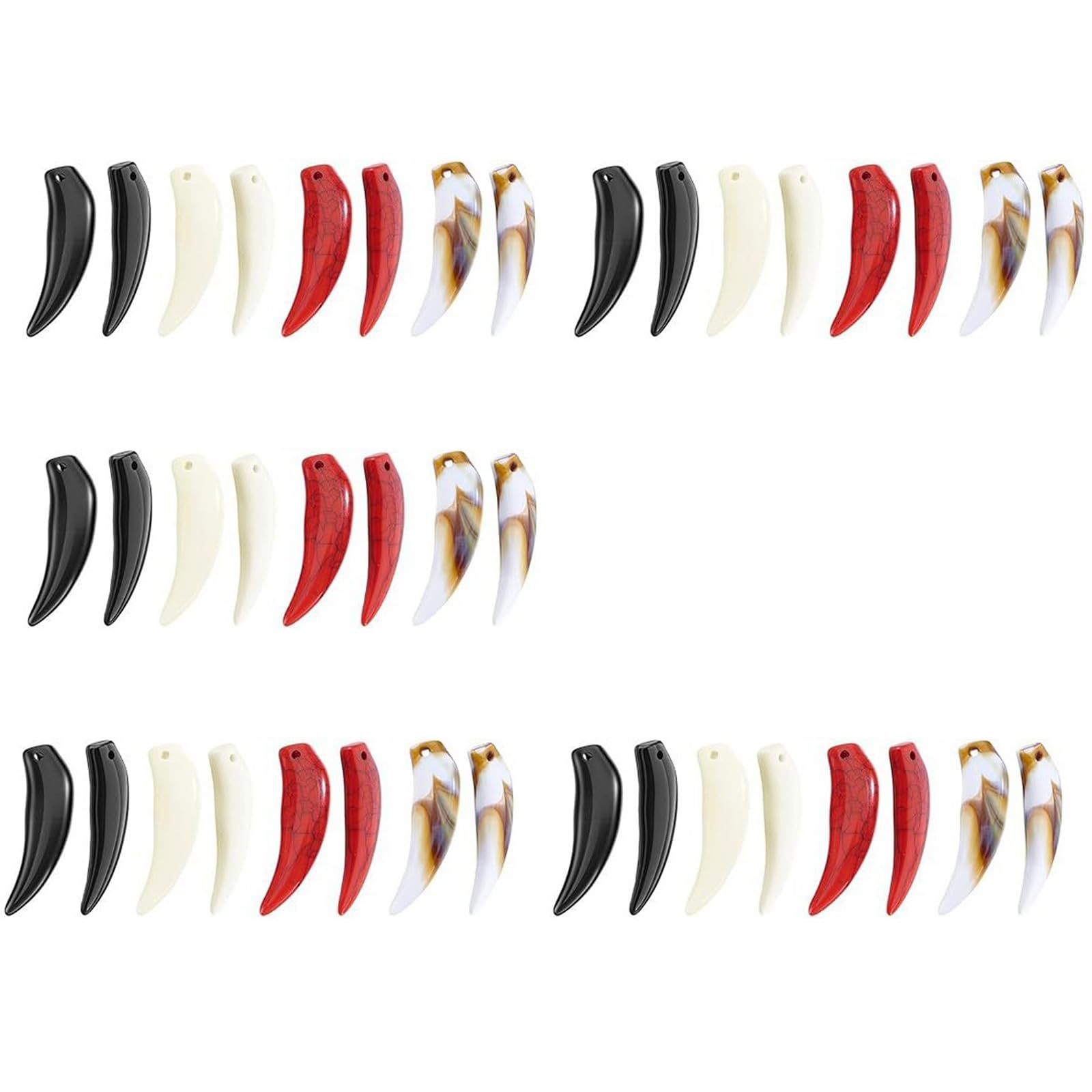 Nucelit Of 40 Colorful Acrylic Fang Pendants for Jewelry Making and Craft Projects Craft Embellishments