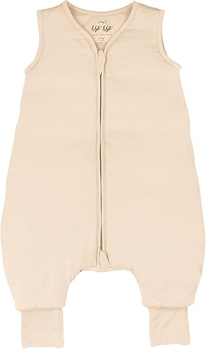 Miniatura 7 de Nyte Nyte Baby Saco de dormir de bambú beige con pies, saco de dormir para bebé de 12 a 18 meses, saco de dormir para niños pequeños para caminar