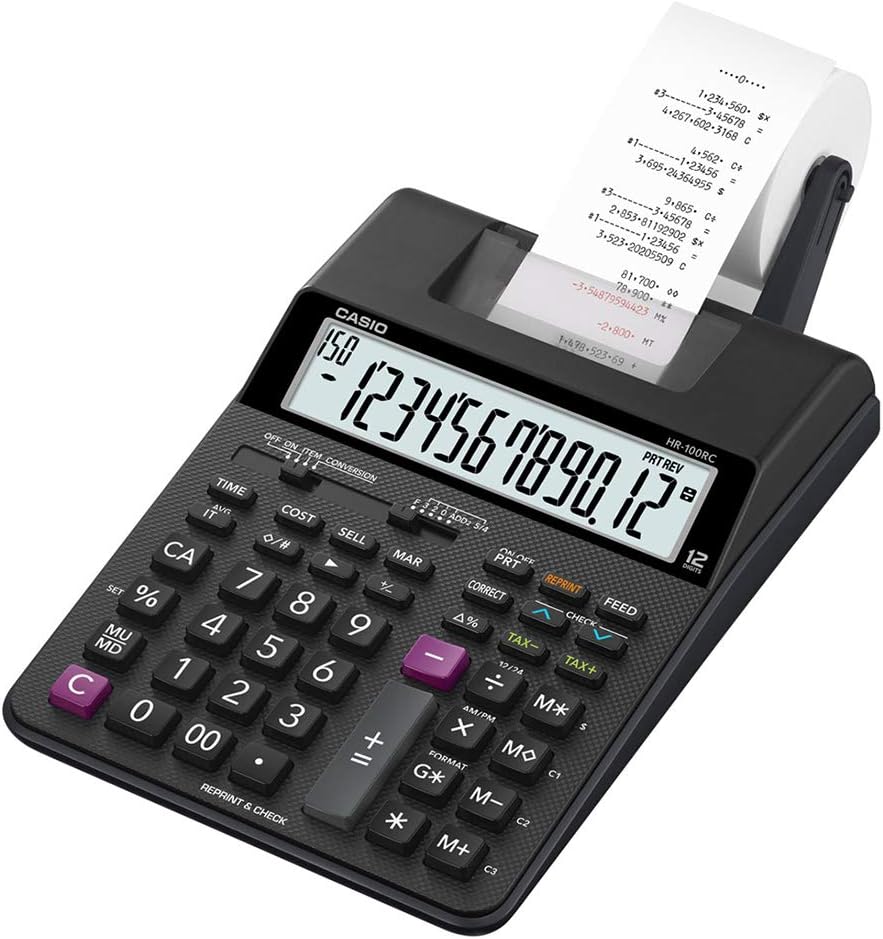 HR-100RC-BK 150 Steps Check & Correct Printing Financial Calculator with Reprint Feature,Black