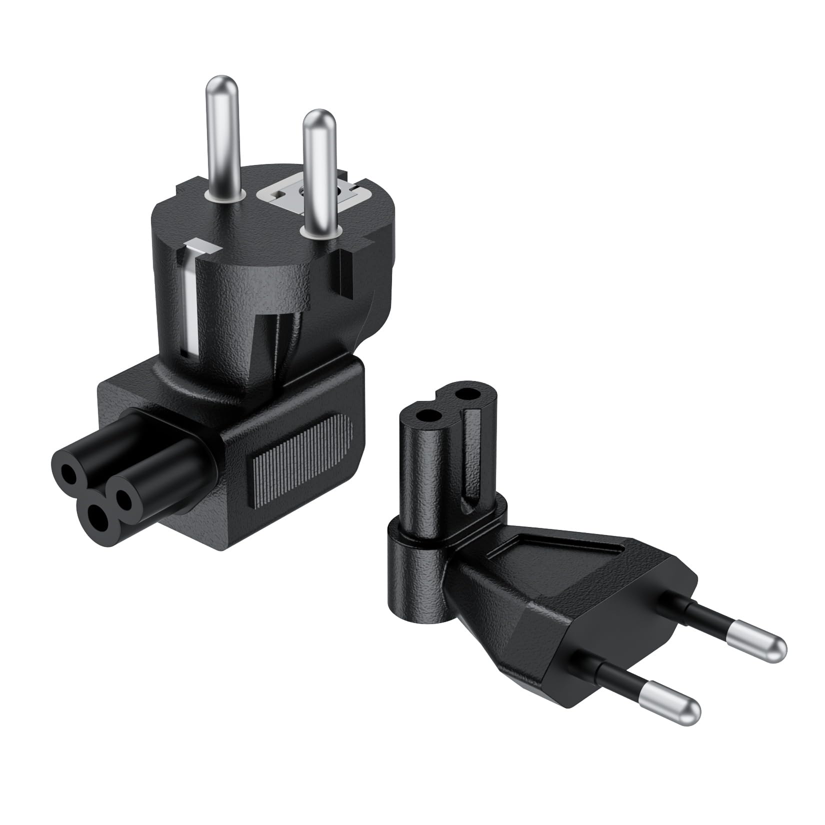 2 Adattatori Angolari 90°: Spina Euro CEE7/7 A C5 E CEE7/16 A C7 – Cavi Di Alimentazione Compatti Per Laptop, Console E Dispositivi Audio - 2