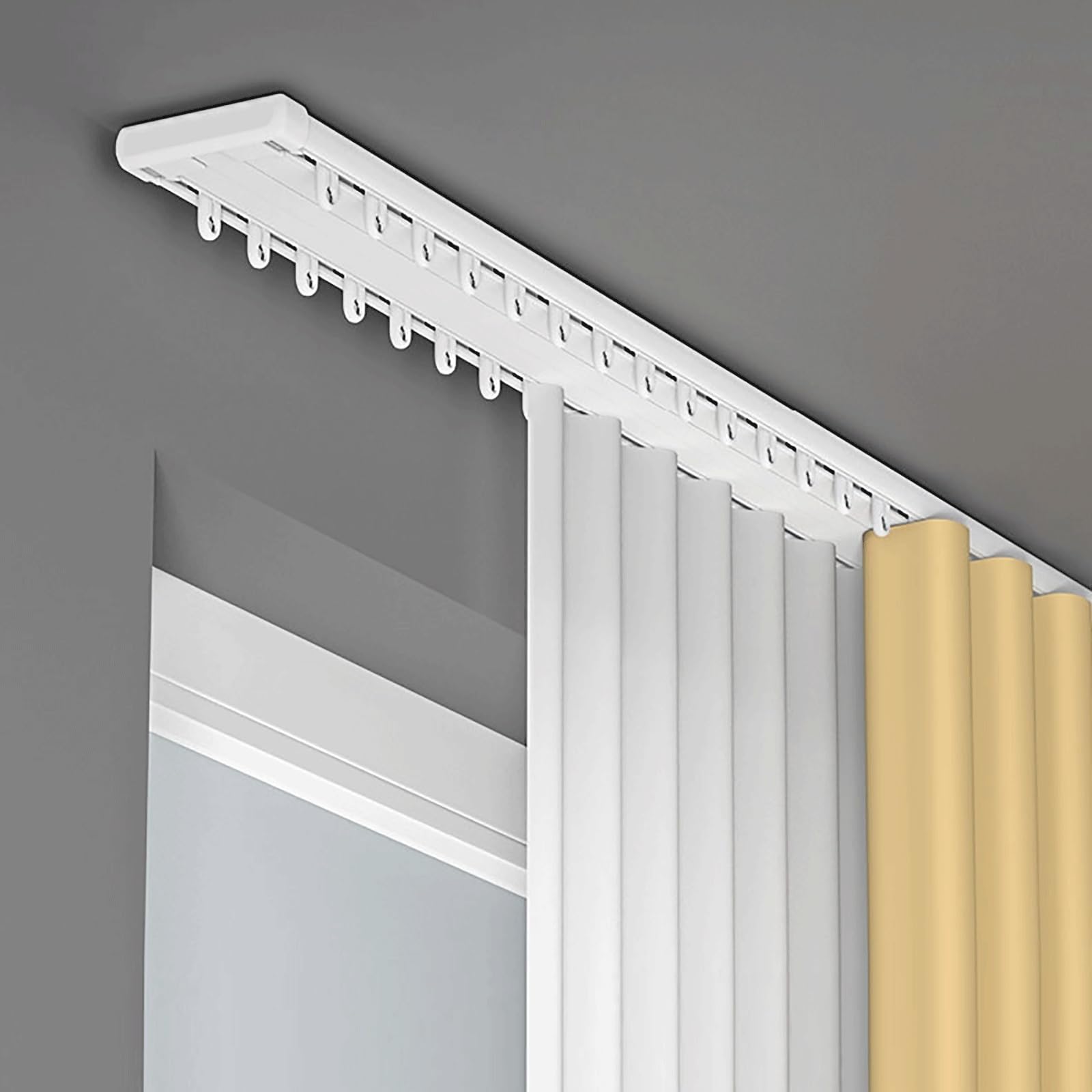 Double Curtain Track Aluminum Silence Curtain Double Tracks Heavy-Duty Rails For Living Room Bedroom Drop Ceiling Shower(1.2m/3.9ft)