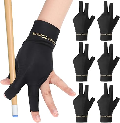 Pengxiaomei 6 guantes de billar para mano izquierda, 3 dedos, guantes de billar para mujeres u hombres, accesorios de billar