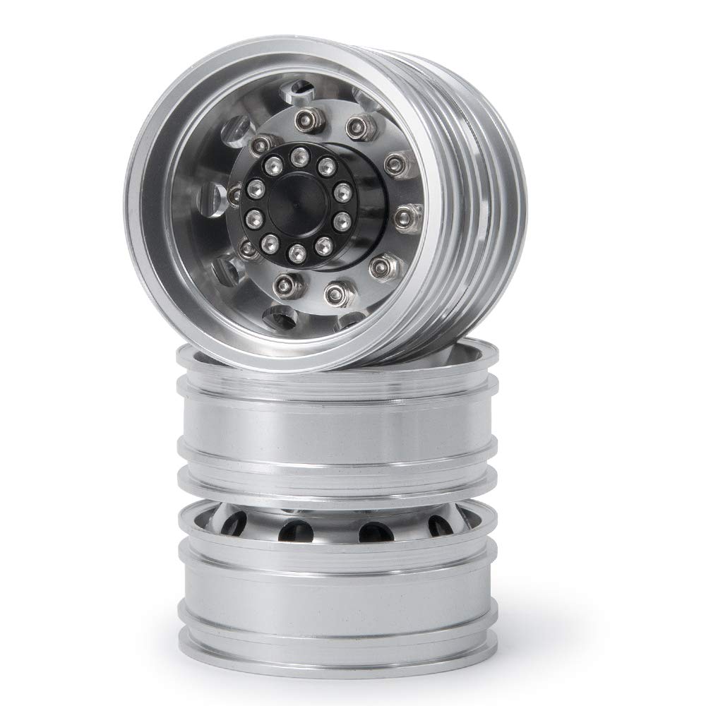 AXSPEED Lot de 2 moyeux de roue avant en métal pour remorque Tamiya 1:14 - Accessoire de voiture - Argenté