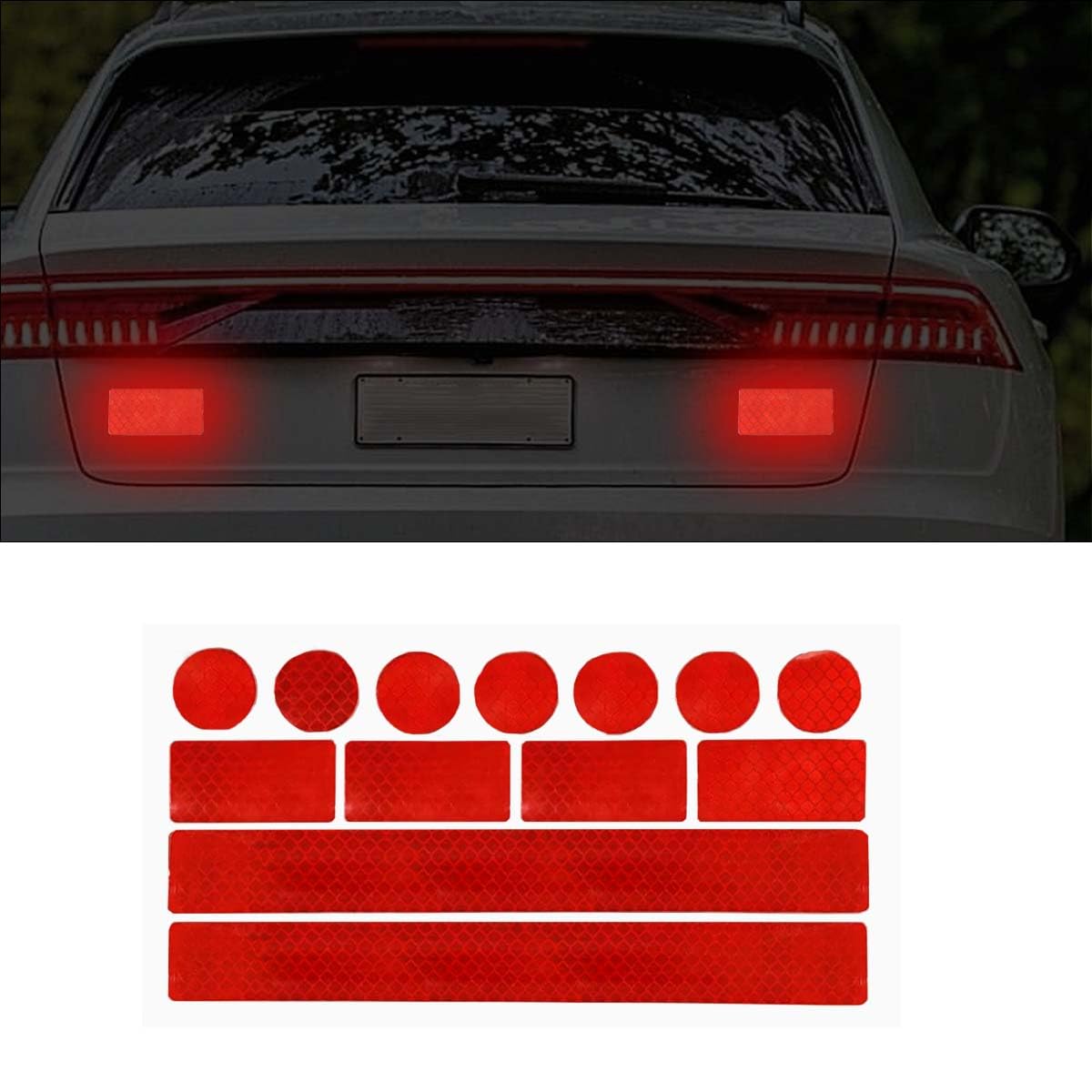 13PCS Strong Reflective Car Warning Stickers Waterproof Safety Warning Adhesive Car Bumper Decals High-Intensity Night Visibility Tape Car
