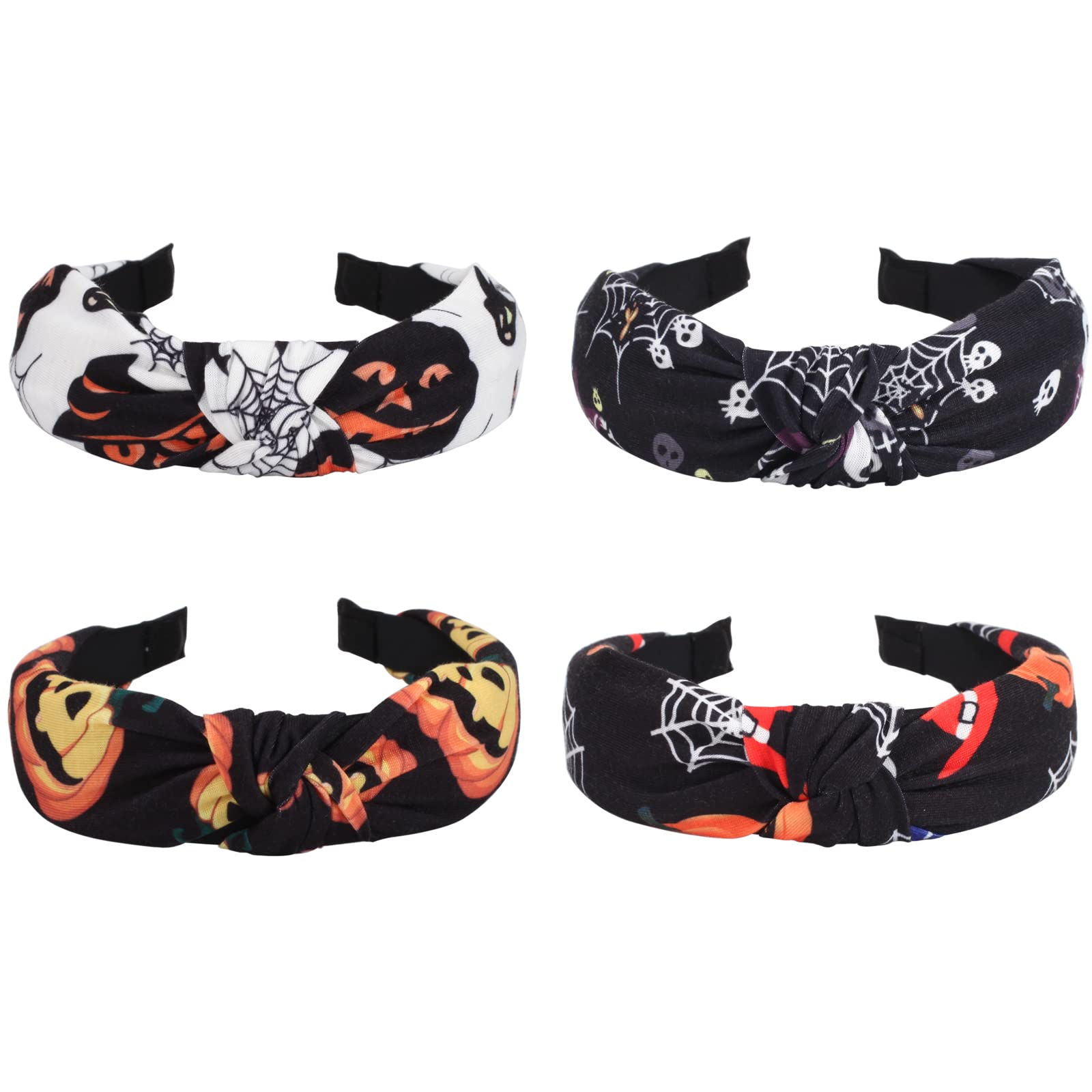 Photo 1 of * 2 sets* Budsmile Halloween Headbands for Women Girls Pumpkin Skeleton Skull Ghost Hairbands Spider Web Black Hair Hoop 4pcs Halloween Headbands-a