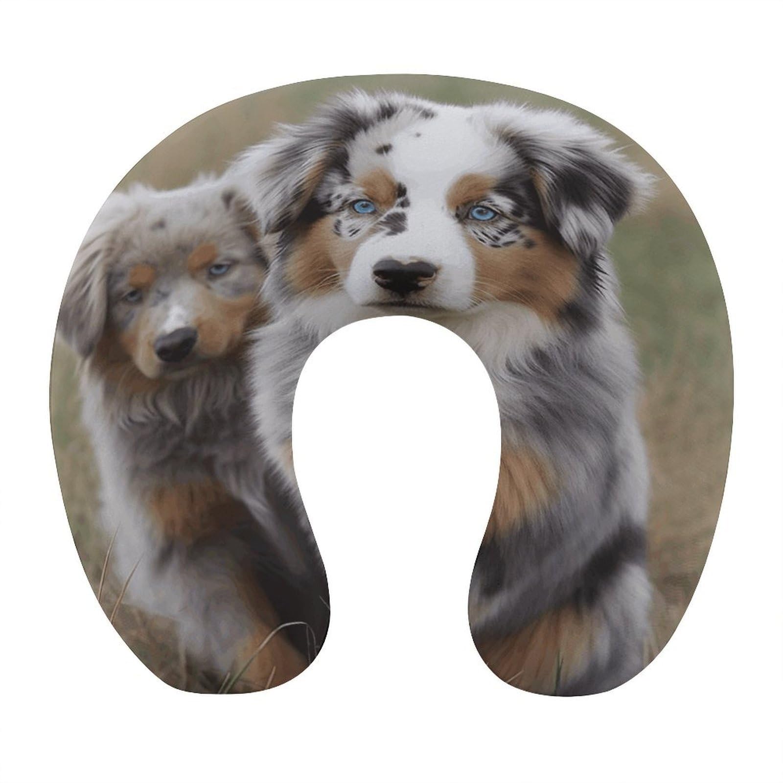 VstaDank Australian Shepherd Neck Pillow Soft Comfortable Travel U Shaped Pillows Portable Pillows for Shoulder Memory Foam Head Support Pillow for Airplane Car Home Office
