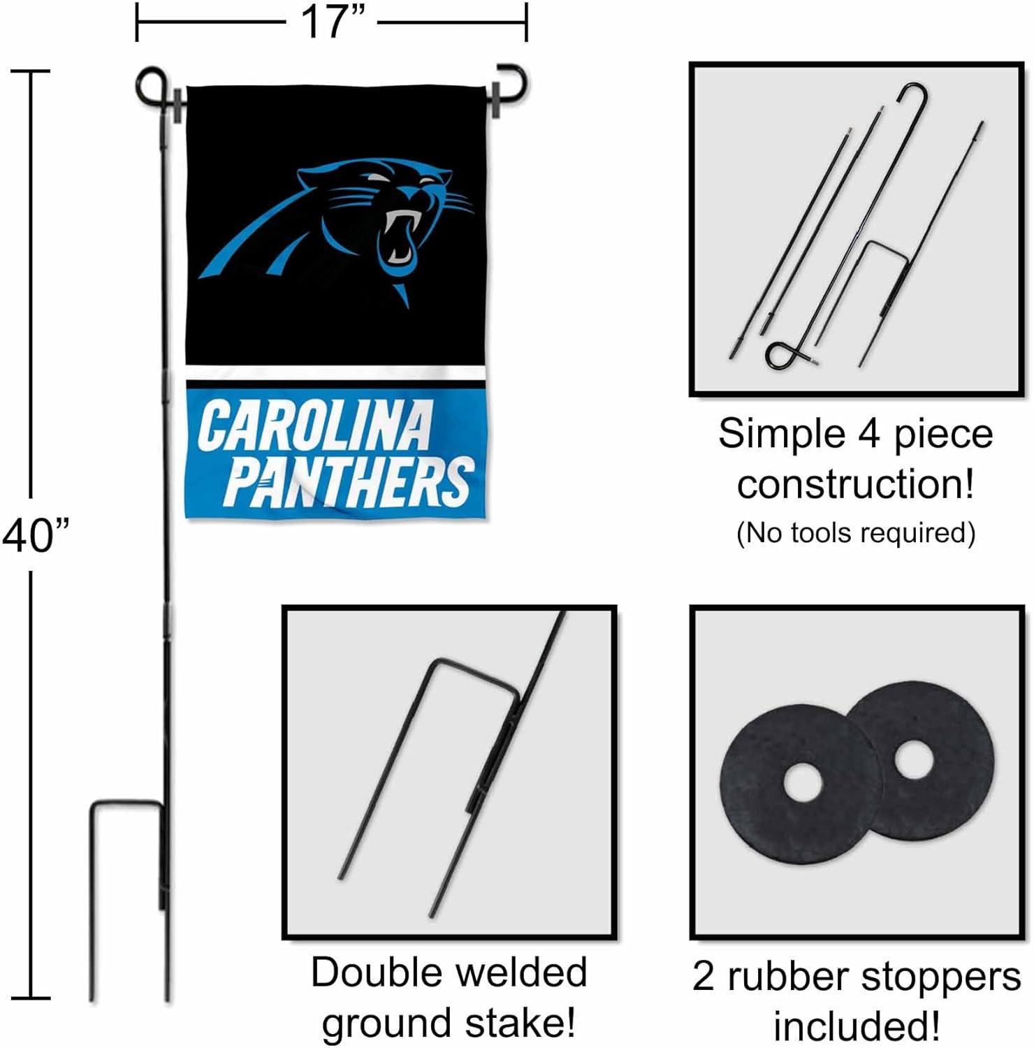 Carolina Panthers Garden Flag with Stand Holder