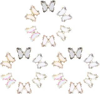 فوميز. 18 قطعة من مجوهرات تجميل الاظافر على شكل فراشة من حجر الراين للفتيات لتزيين الاظافر والماس والفيونكة، مجموعة تزيين الاظافر بنفسك لتزيين الاظافر واكسسوارات تزيين الاظافر