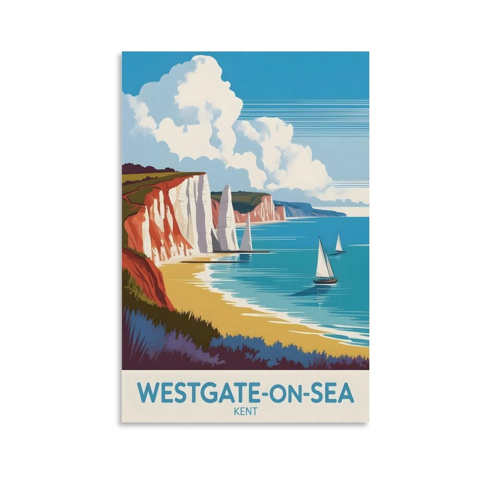 EZMLFA Diamond Painting Kits for Adults,Westgate on Sea Kent 5D Diamond Painting Kit for Adults Beginners, DIY Full Round Drill Gem Art Kits for Home 40x50cm