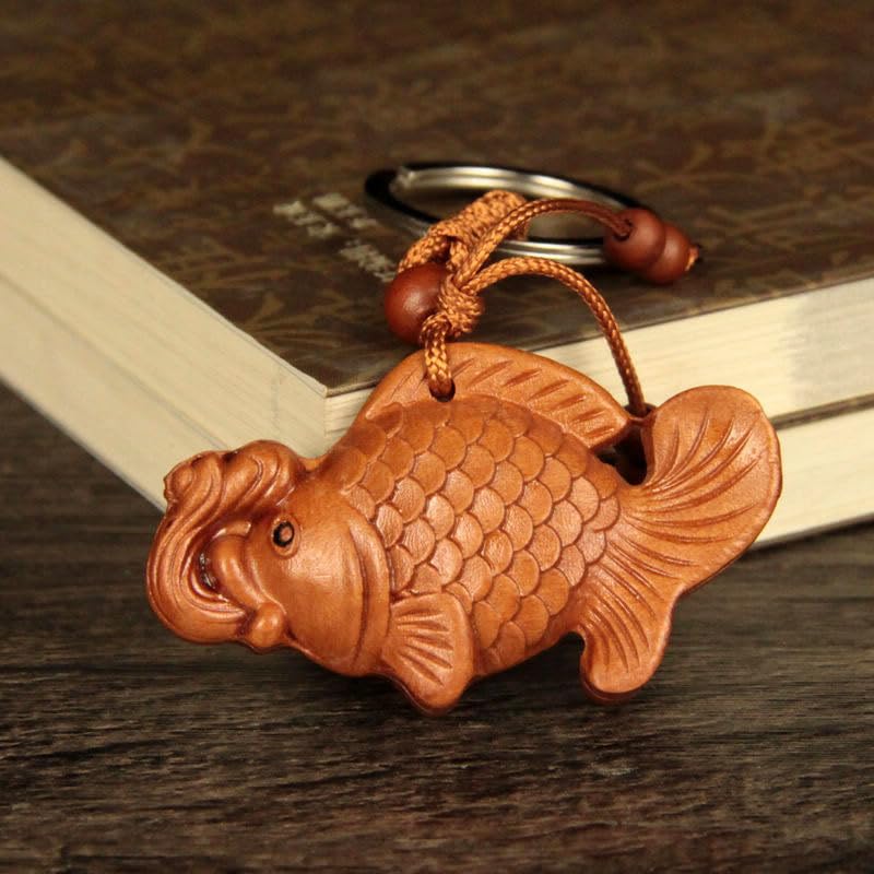 Amazon.co.jp: 桃の木 動物 根付 魚① ナチュラル天然木製手作り