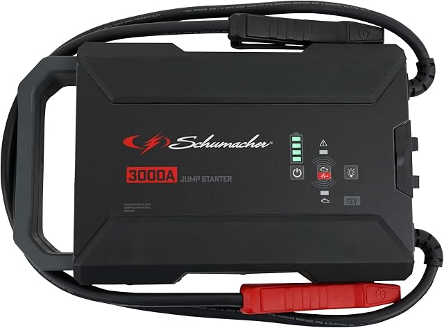 Schumacher SL1653 Lithium Portable Power Station and 3000A 12V Jump Starter, for 10.0L Gas | 8.0L Diesel Engines  Jump Start Car, Motorcycle, Truck, and Boat  Charge Your Apple, and Android Devices