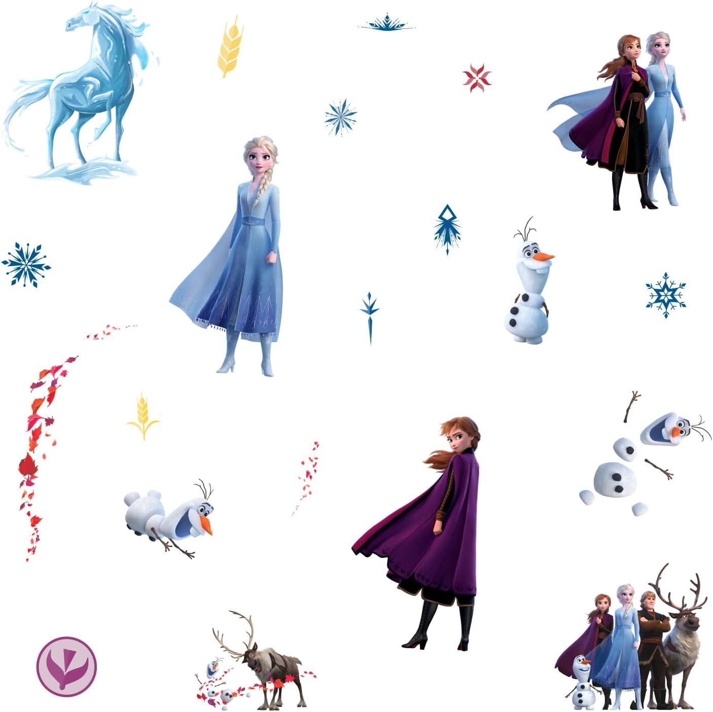 RoomMates RMK4075SCS Disney Frozen 2 Peel and Stick Wall Decals,Blue. White, Purple,4.72 cm. 4.75 cm x 18.08 cm. 32.31 cm