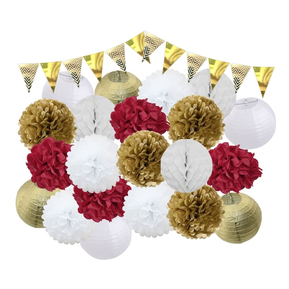 Decorazione Lanterne di Carta, Paralume di Carta Fatto a Mano, Decorazione da 22 Pezzi/Set Lanterne di Carta Rotonde in Oro Argento Bomboniere for Feste di Compleanno for Bambini Lanterne di Carta con