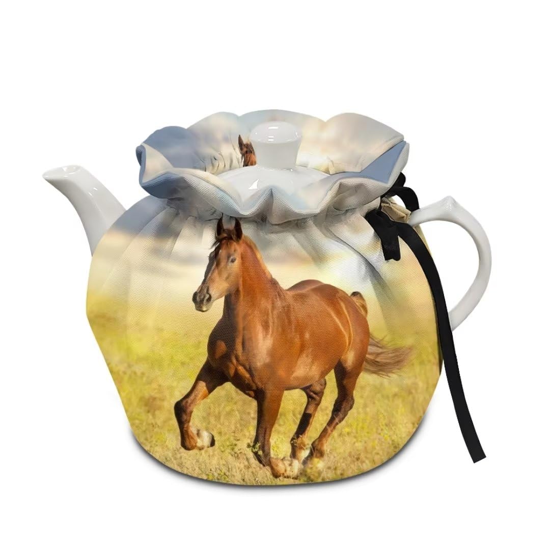 chaqlin Animal Horse Teapot Cozy Cover Insulated Teapot Dust Cover Tea Cosy Keep Warm Teapot Cover Cozy Tea Kettle Dust Cover Home Kitchen Table Decorative Accessories
