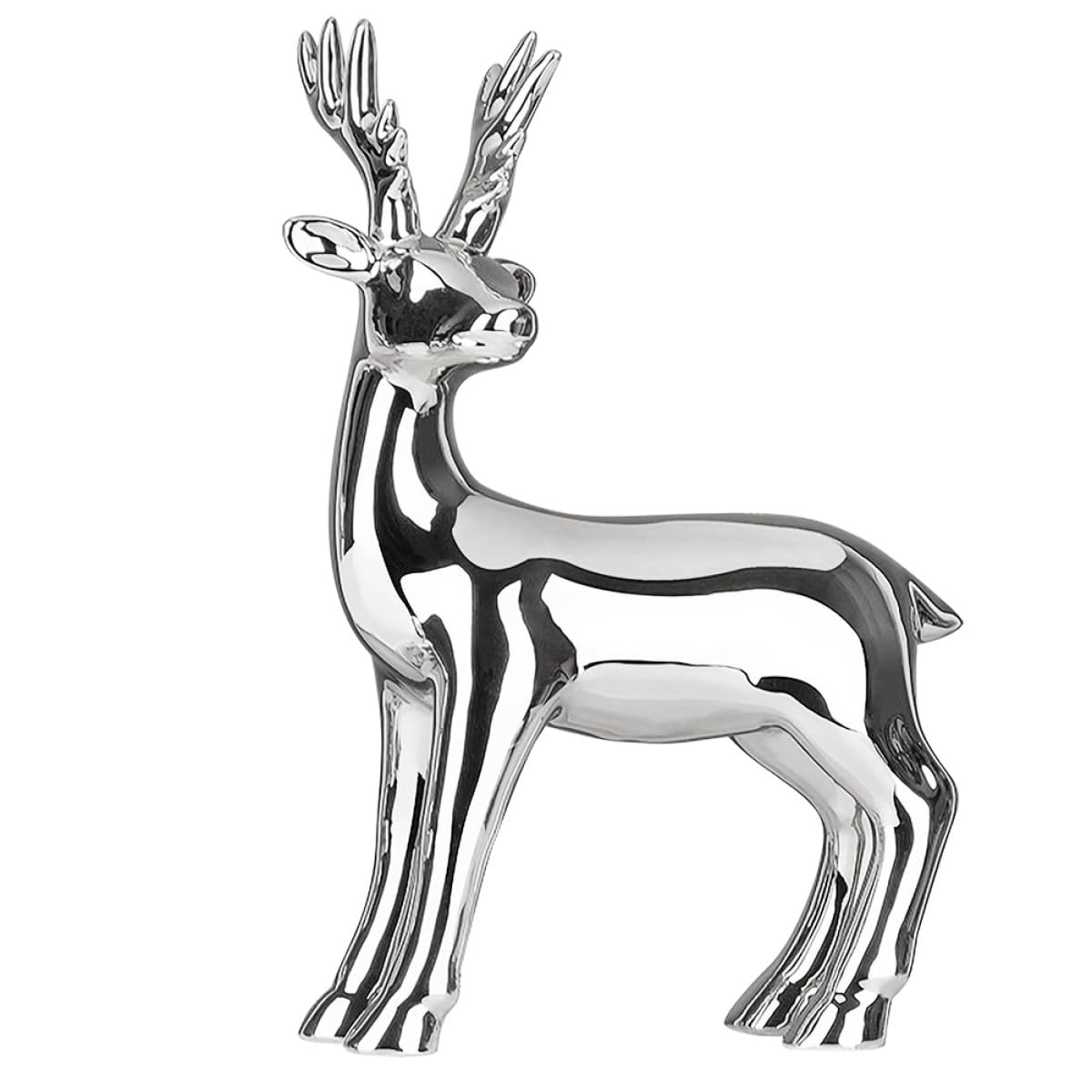 Figurine de cerf argenté en céramique, le cadeau idéal pour décoration de maison