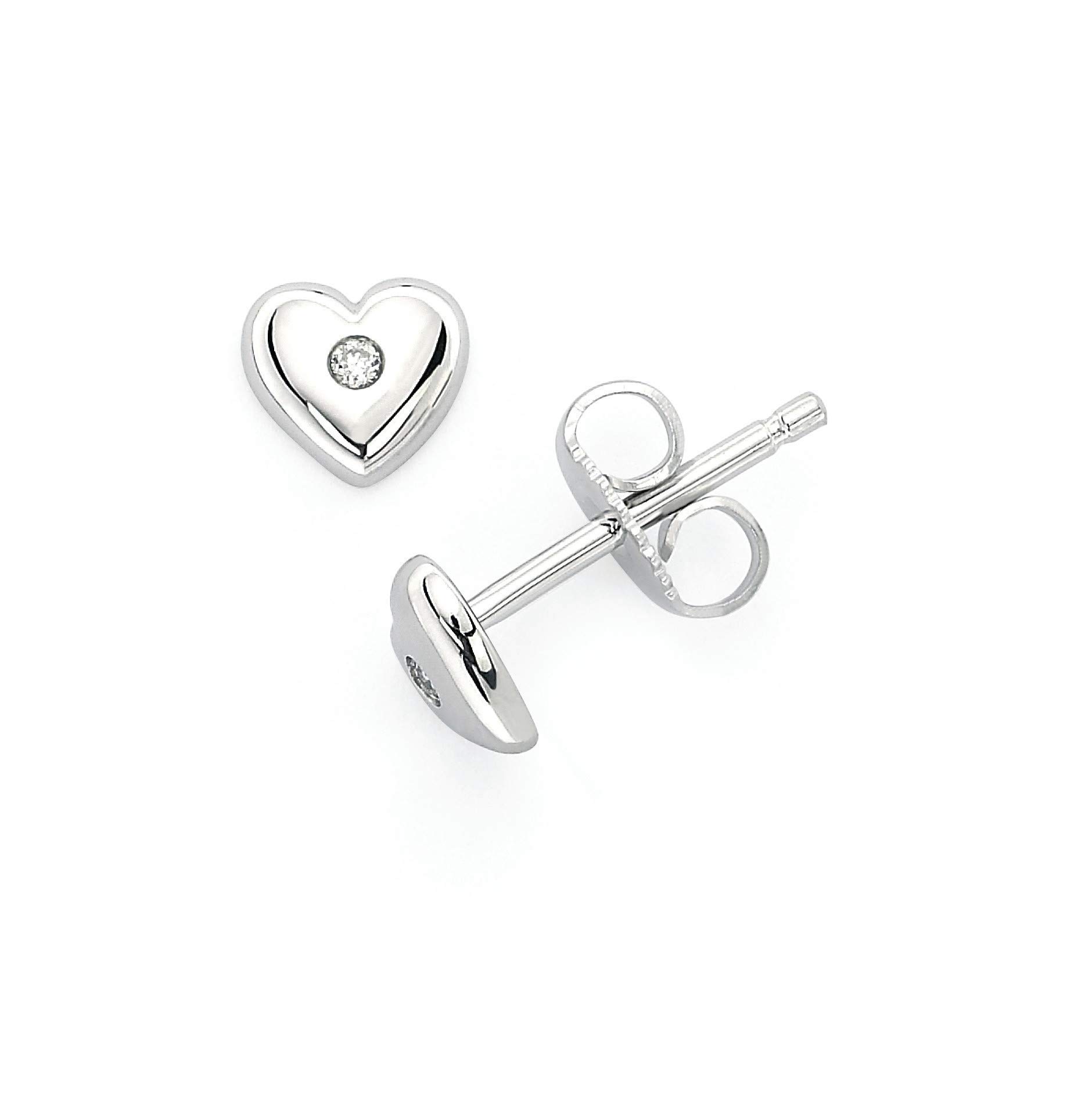 Little Diva Diamonds Sterling Silver Diamond Accent Heart Earrings