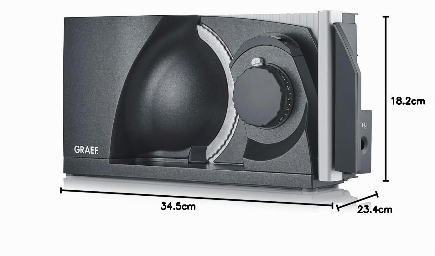 GRAEF Mytiny - Affettatrice elettrica universale per la cucina MT1006 | affettatrice per salsicce, verdure, pane | affettatrice pieghevole | grigio ghiaccio