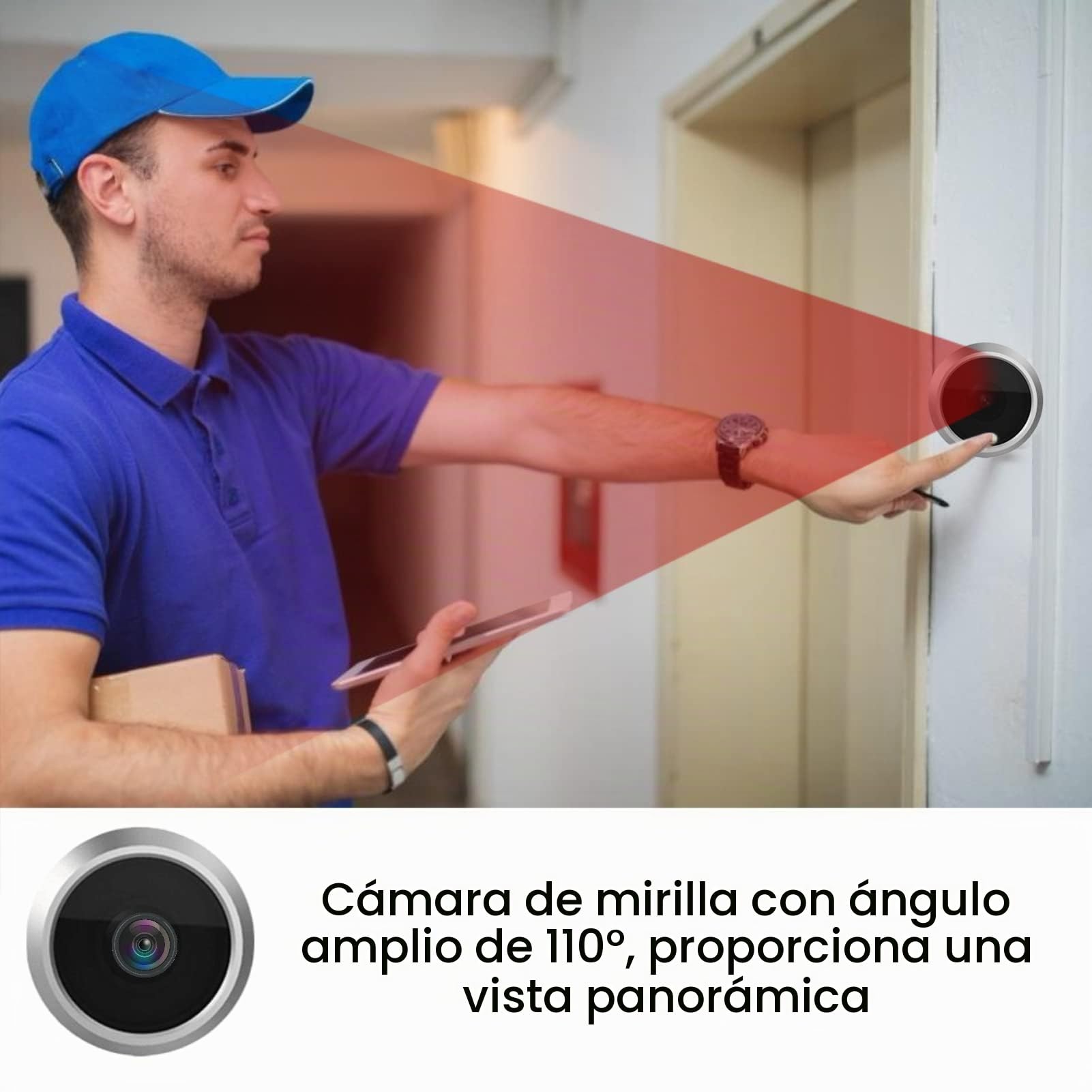 Mirilla de Video LCD en Color TFT de 4.3", 145 ° Gran Angular Smart HD Visor de Puerta Cámara Soporte Foto