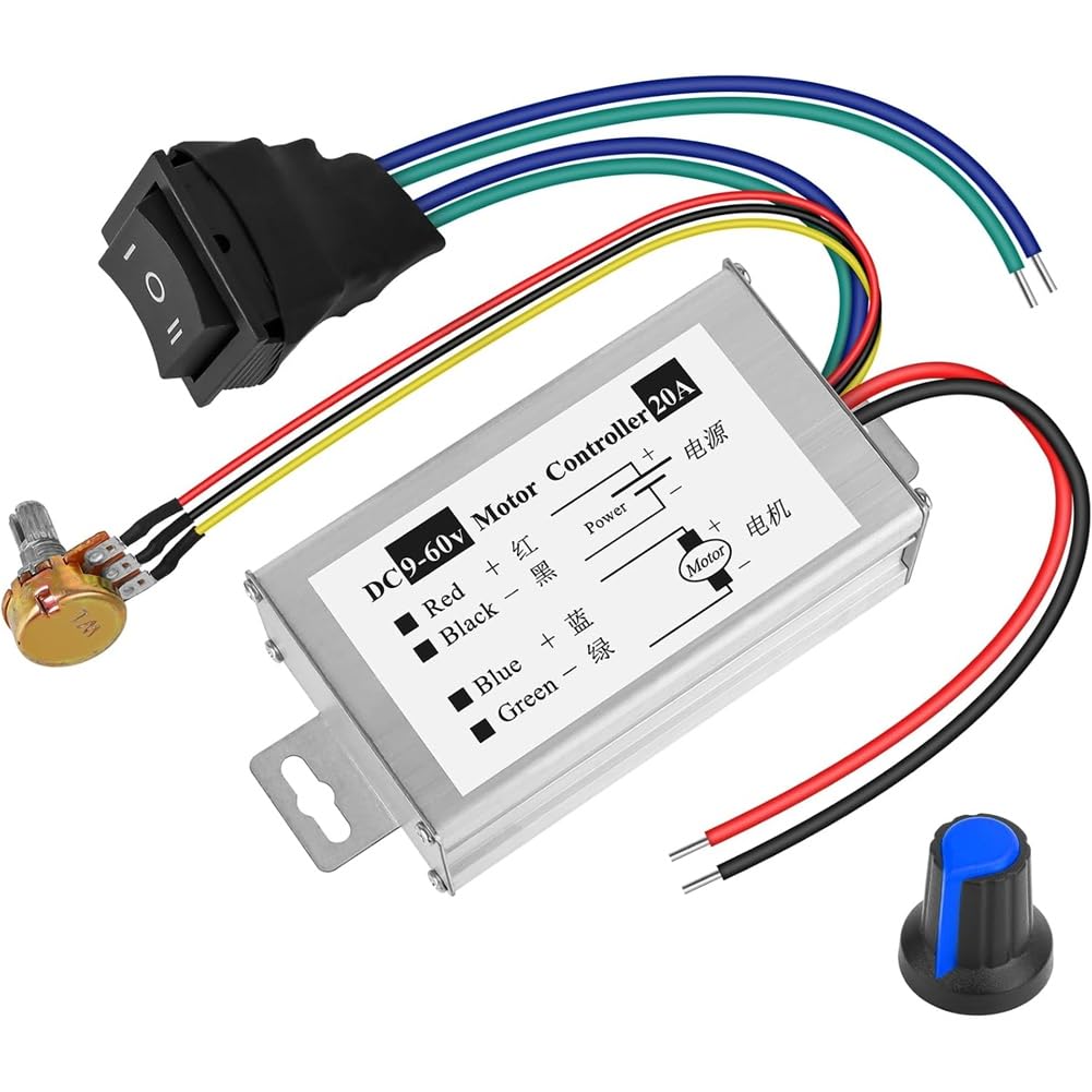 Jnchdghwa PWM DC Motor Speed Controller 9V-60V 20A 1200W, Pwm Controller Brush Motor Driver Module