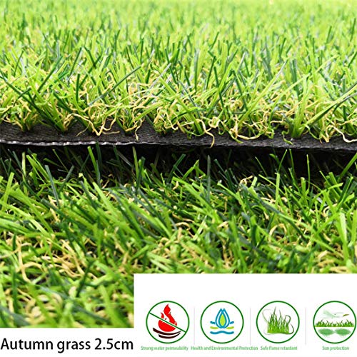 MISS&YG Synthetic Grass,Autumn Grass 2.5Cm,Indoor Outdoor Garden Lawn Landscape for Pets,Realistic Indoor/Outdoor Artificial Grass/Turf,(3.2FT×3.2FT)/10piece
