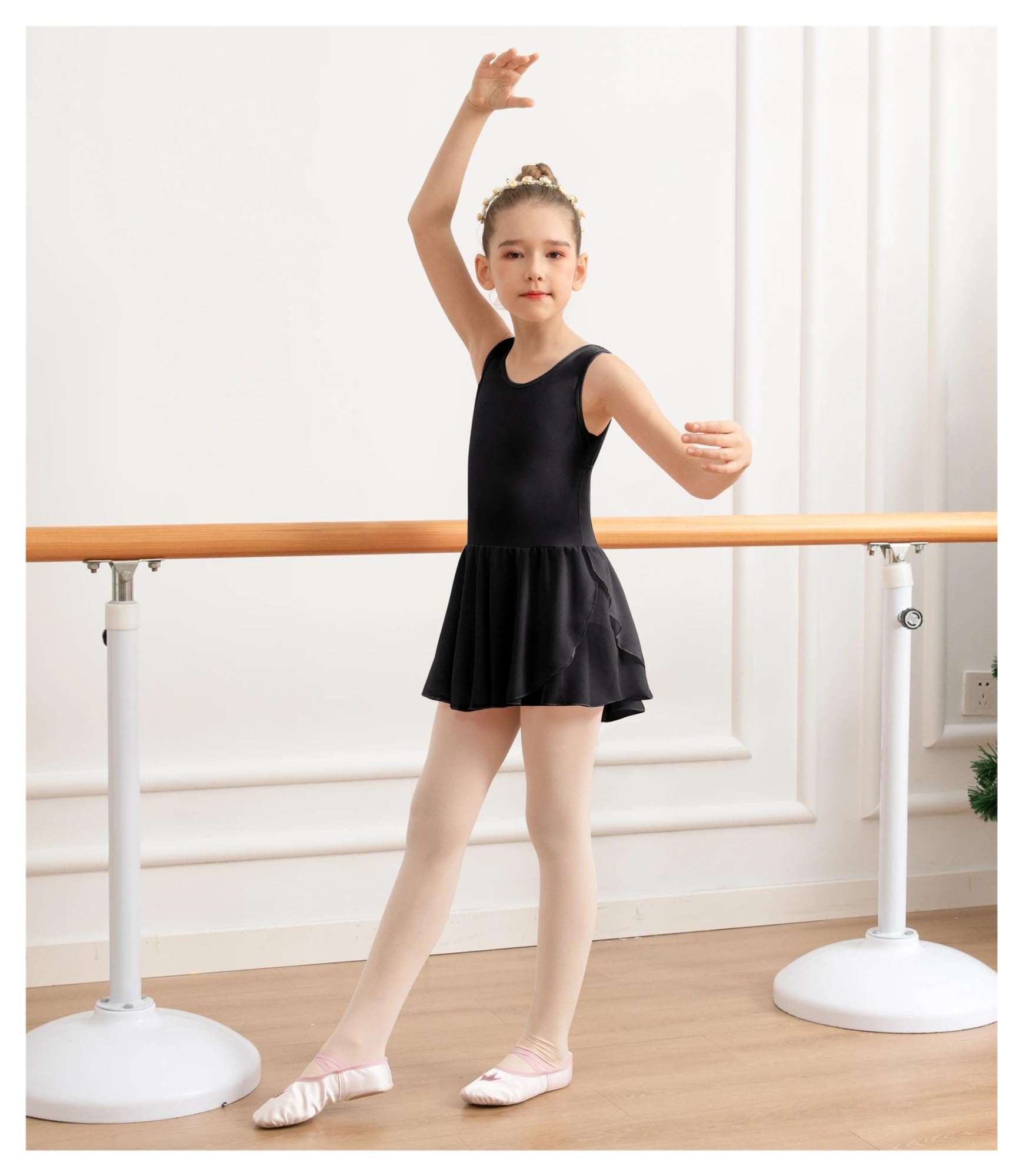 Mallas de Ballet sin Mangas for niñas con Falda, Vestido de Baile for niñas pequeñas, Linda Espalda Hueca con Mariposas(Dark Purple,XXL 10-12Y)