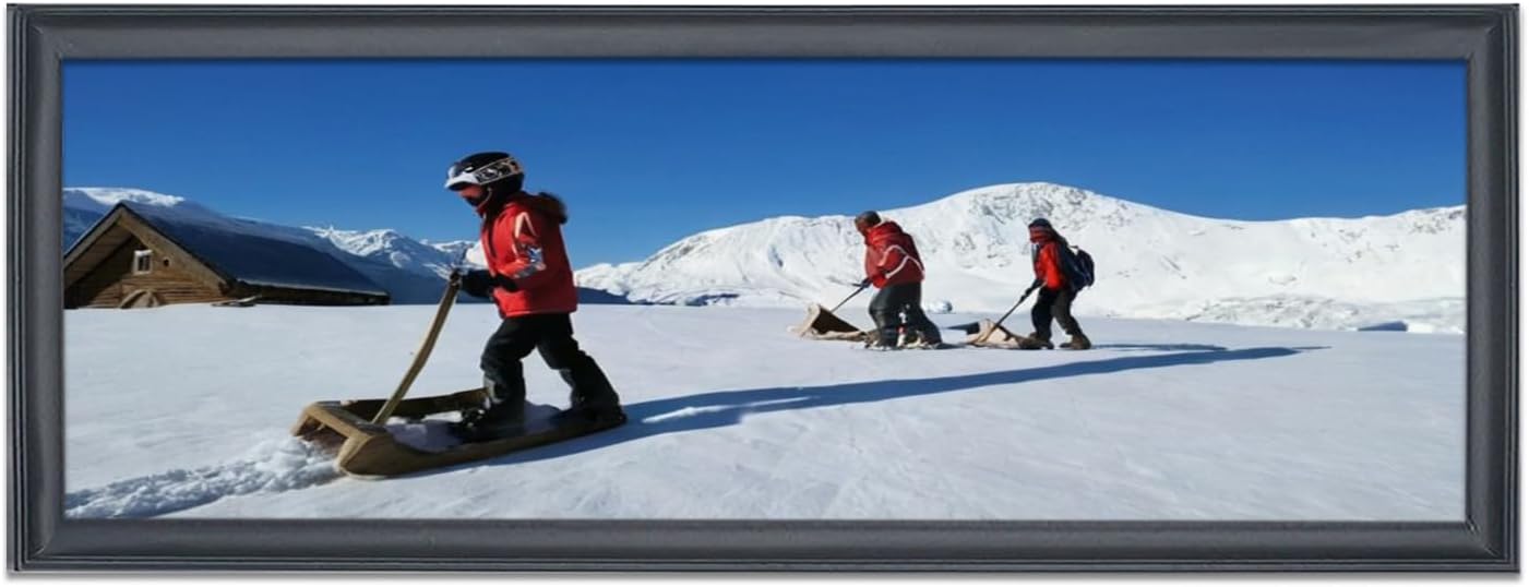 11x34 inch Picture Frame Solid Wood Black, Suitable for Panoramic Photo, Poster, Painting, Group Photo, Puzzle (A23B1134)