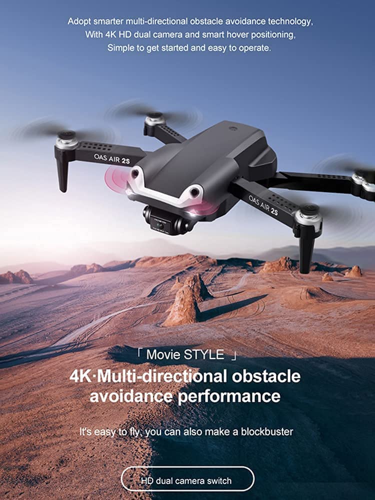 Drone con Fotocamera per Fotografia Aerea Evita Gli Ostacoli su Tre Lati Mini Professional RC Quadcopter Aircraft Toy Gift (Black Dual Lens) (White Single Lens) (Bianco Single Lens