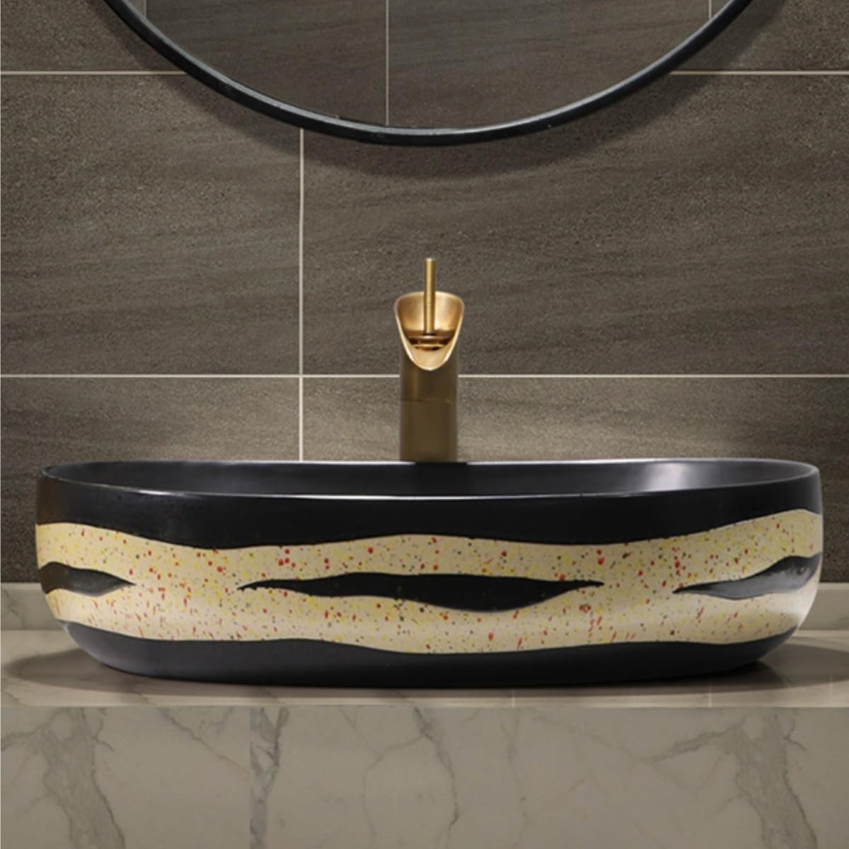 Lavabo Rettangolare da appoggio in Ceramica in Stile retrò per Bagno in Case Vacanza e Appartamenti - Elegante lavabo per bagni Raffinati