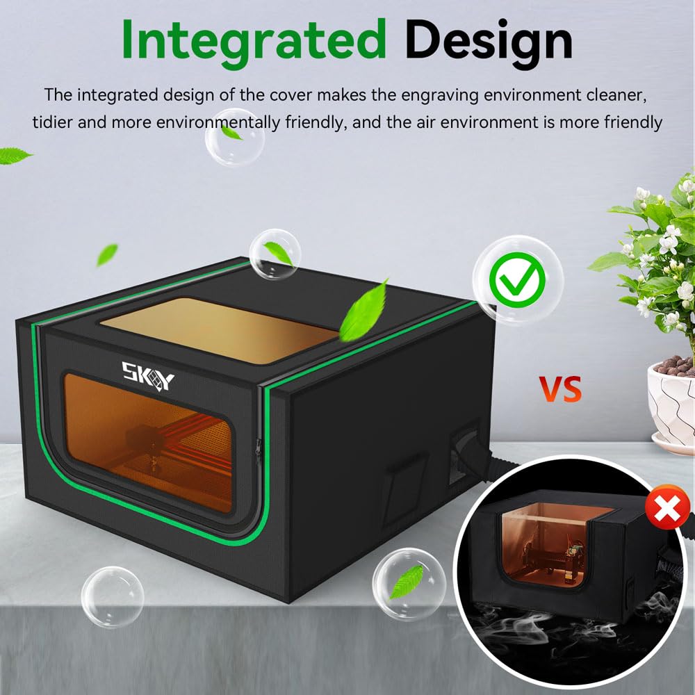 Lutyr Integrated Laser Engraver Enclosure with LED Light, Ventilation Kit, Fits for Most Laser Cutter, Insulates Against Smoke, Odor and Noise, Eye Protection - Image 2