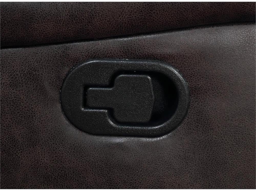 Pemberly Row Faux Leather Upholstered Tufted Back Glider Recliner, Dark Brown Finish, Manual Reclining Seat, Smooth Gliding Mechanism, Contrast Stitching, Pocket Coil Cushions, 40" H x 41" W x 38" D