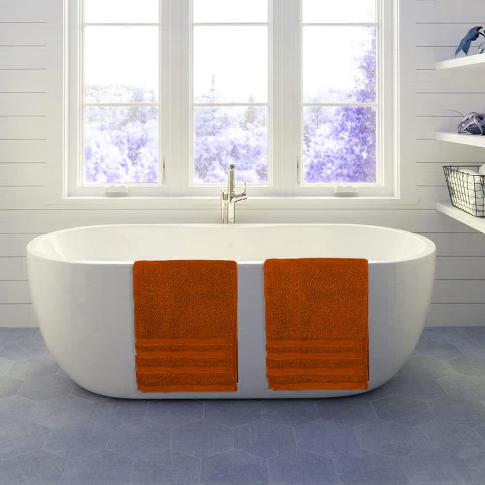 WovenWonder Pack of 2 Super Jumbo Bath Sheets (100 x 200 cm-600GSM) Luxury 100% Egyptian Cotton Soft Extra Large Bath Sheet Towels Highly Absorbent & Quick Dry Hotel Quality Towel Set (Orange) - Image 2