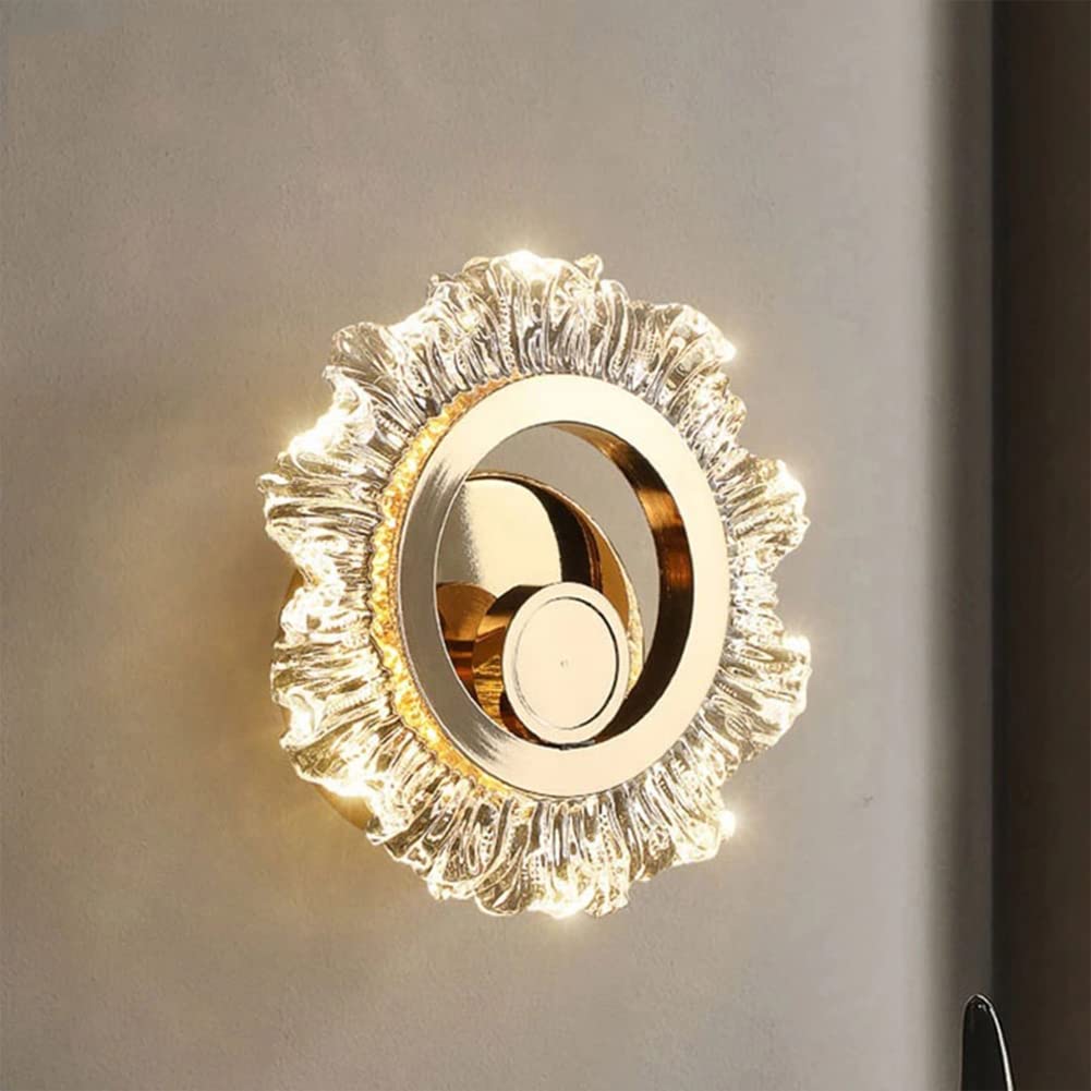 Wall Light Indoor LED 5W 3000K Warm White Modern Acrylic Wall Lamp Decorative Wall Sconce Lamp for Living Room Bedroom Hallway Corridor Stairs Hall, Gold
