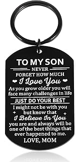 Son Gifts from Mom Christmas Stocking Stuffer for Kids Boys Inspirational Keychain Gifts Fathers Valentines Day Birthday Gifts for Adult Son from Mom Graduation Back to School Off to College Gifts