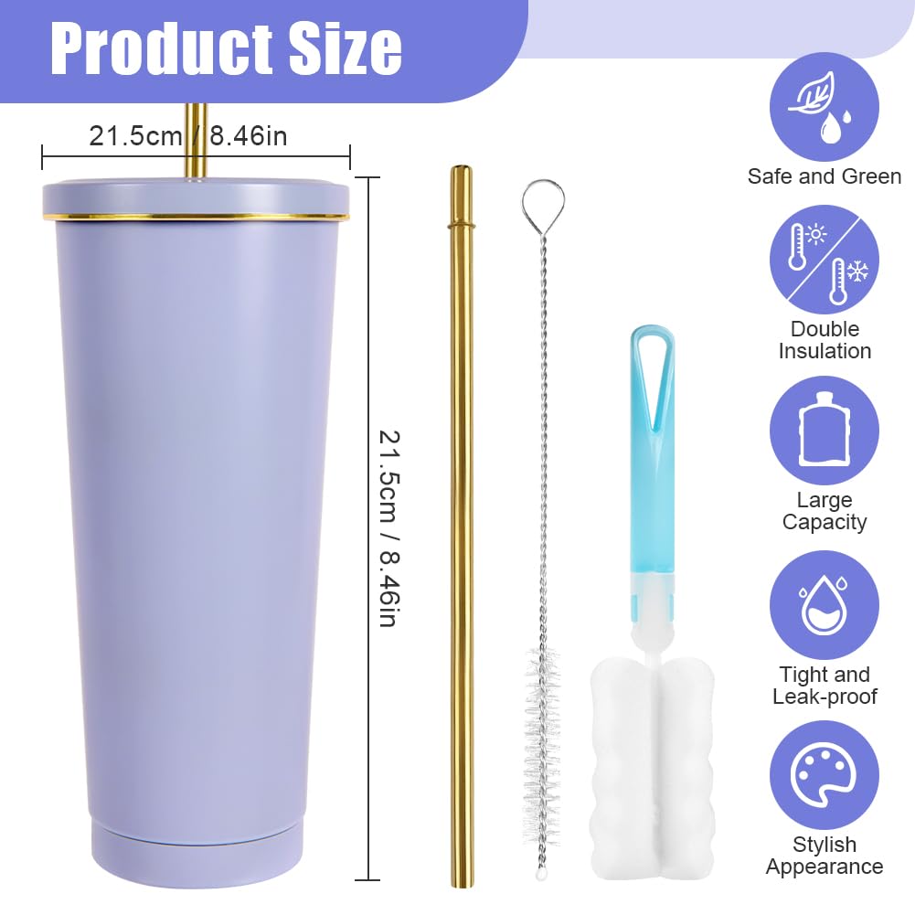 flintronic Tumbler with Straw and Lid, 750 ML/25 OZ Leakproof Insulated Thermal Mug - Image 2
