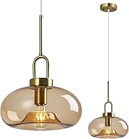 Vista 11 de Light Blue Glass Pendant Lights Kitchen Island Gold Pendant Light Fixtures Adjustable Height Modern Pendant Lighting for Bedroom Dining Room (1-Pack)