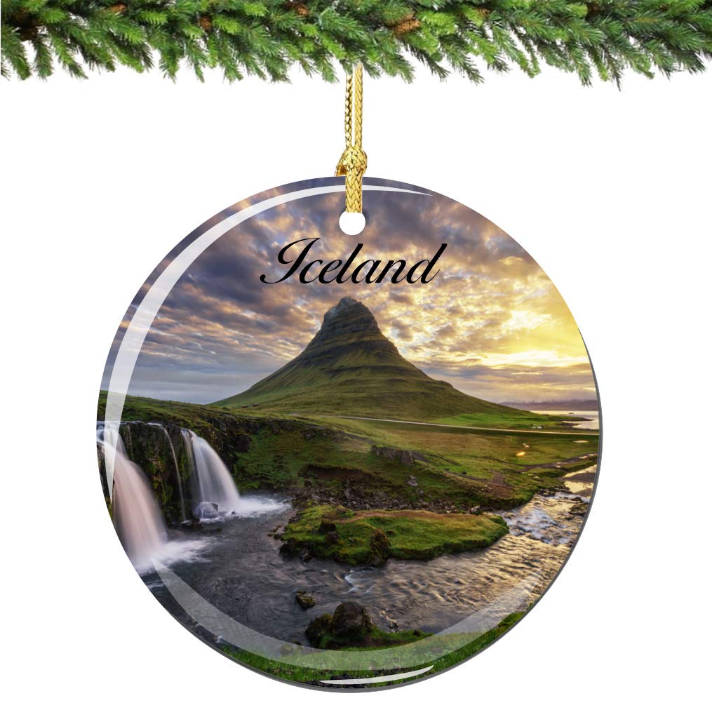 Décoration de Noël Islande porcelaine 7 cm suspension arbre double face