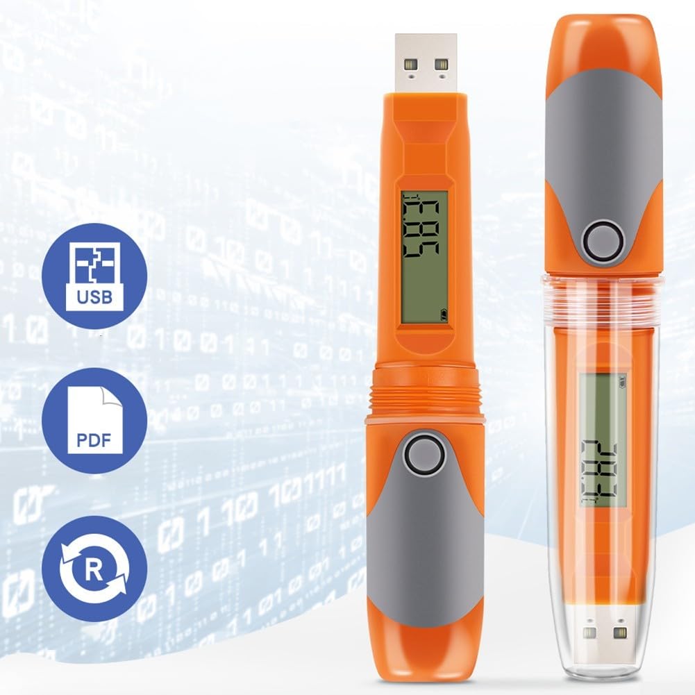 Registratore dati alimentato tramite USB con registrazione a intervalli regolabili per monitoraggio della temperatura e dell'umidità della catena del freddo