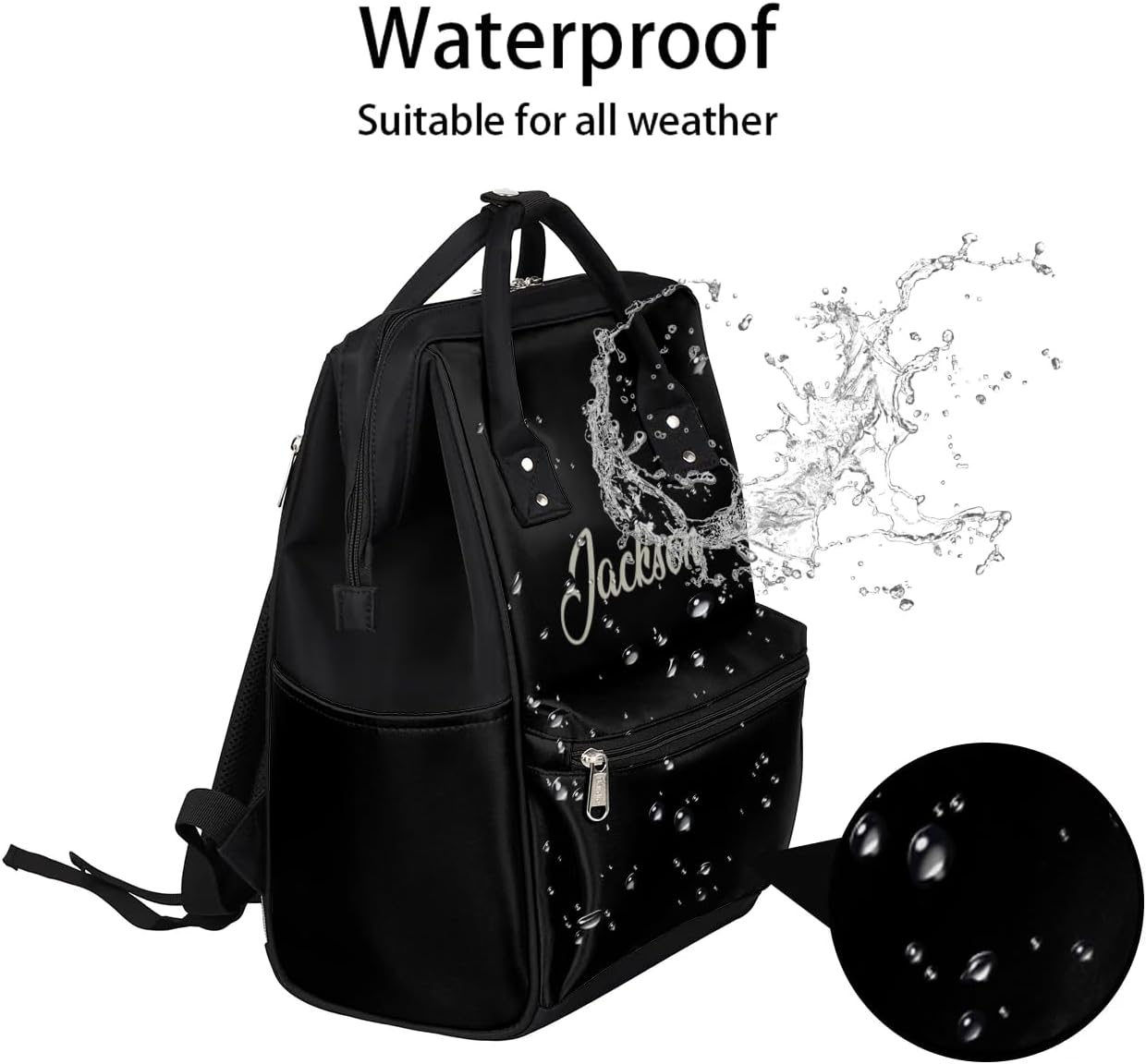 Baby Diaper Bags Backpack for Boy Girls Nursing Baby Bag Backpack for Mom Stroller Bag with Name Mommy Bags Black Diaper-Backpack