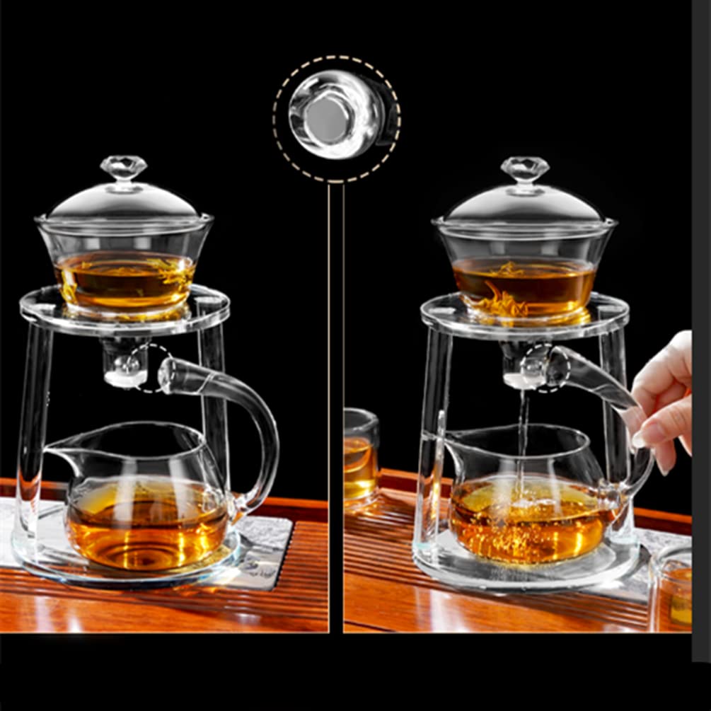 Halbautomatisches Teeservice aus Glas, Teeservice, Wasserumleitung, drehbare Abdeckung, Schüssel, Lazy Tea Maker, Teekanne, Kungfu-Teetasse