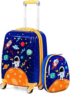 HONEY JOY Kids Luggage, 12" Toddler Backpack & 18" Travel Suitcase with Wheels, Lightweight