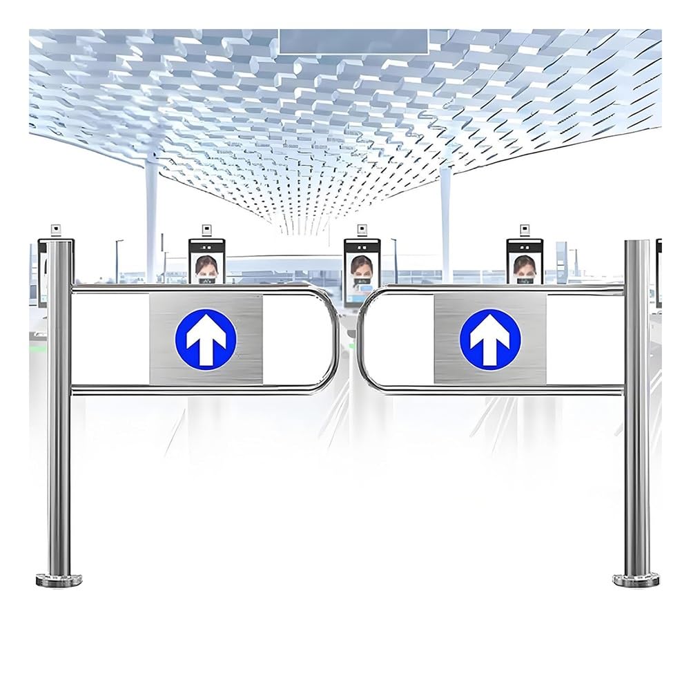 Puerta de seguridad industrial oscilante, barrera metálica retráctil para mostrador de caja, apertura de 90°, control de acceso, importación/exportación, puerta de seguridad duradera (100 x 97 cm)
