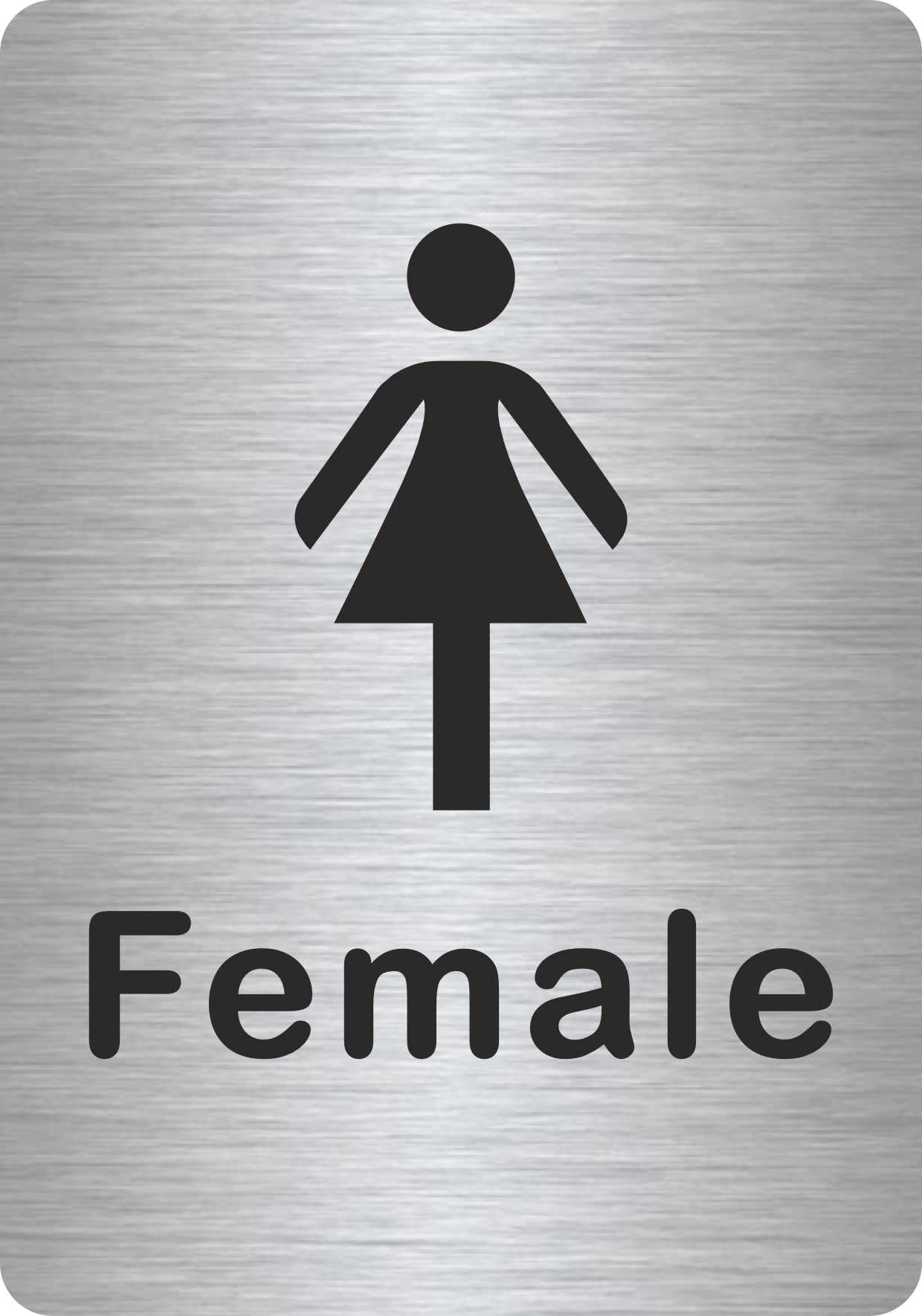 Customcard Ltd Set of 3 Aluminium Signs: Toilets, Male, Female sign-high quality, brushed silver finish with tape on the back - Image 3
