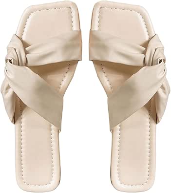 Putu Women's Flat Sandals Dressy Summer Sandals Strappy Slides with