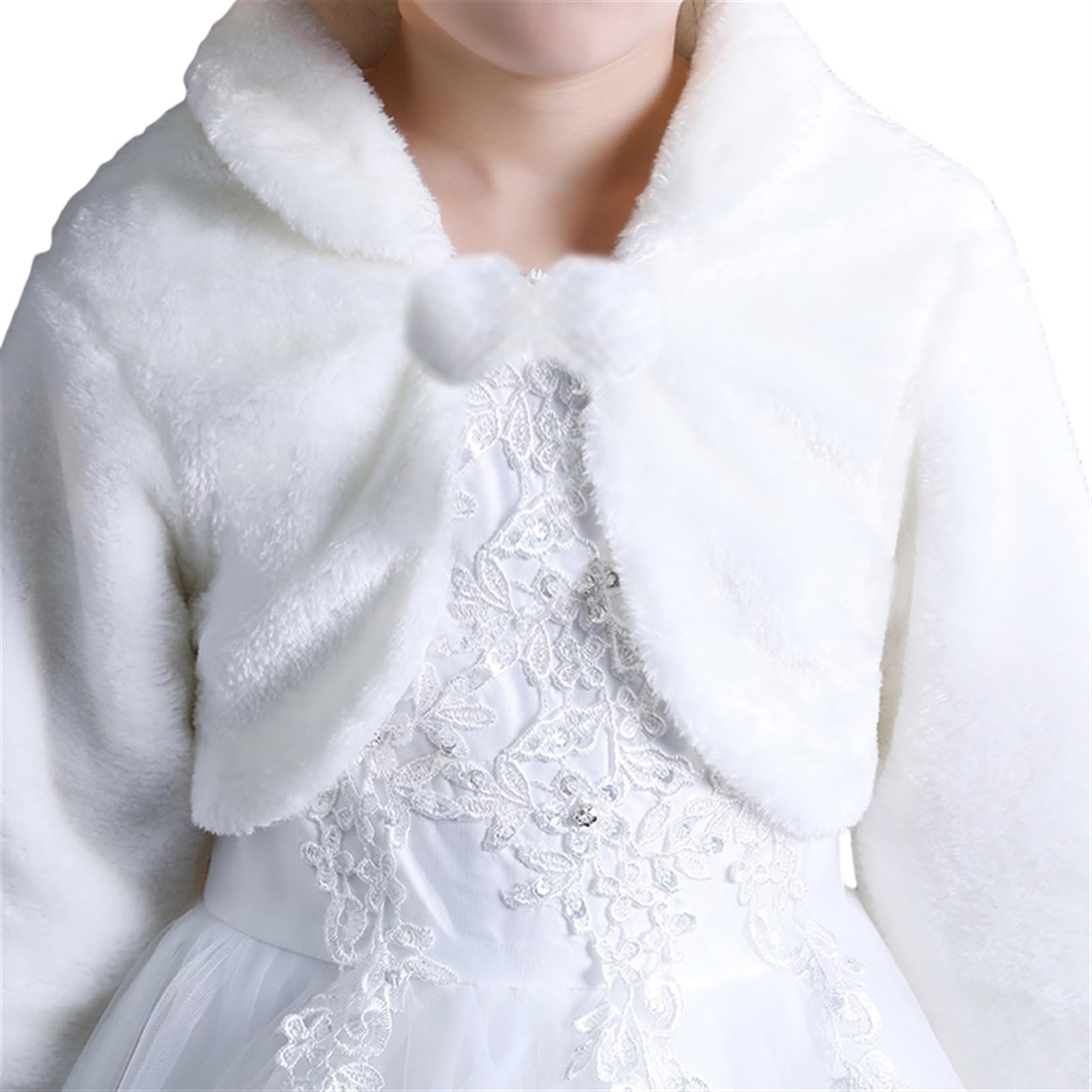 Fausse Fourrure Bolero Fille Mariage Bolero Veste Fille Princesse Ceremonie Bapteme à Manches Longues