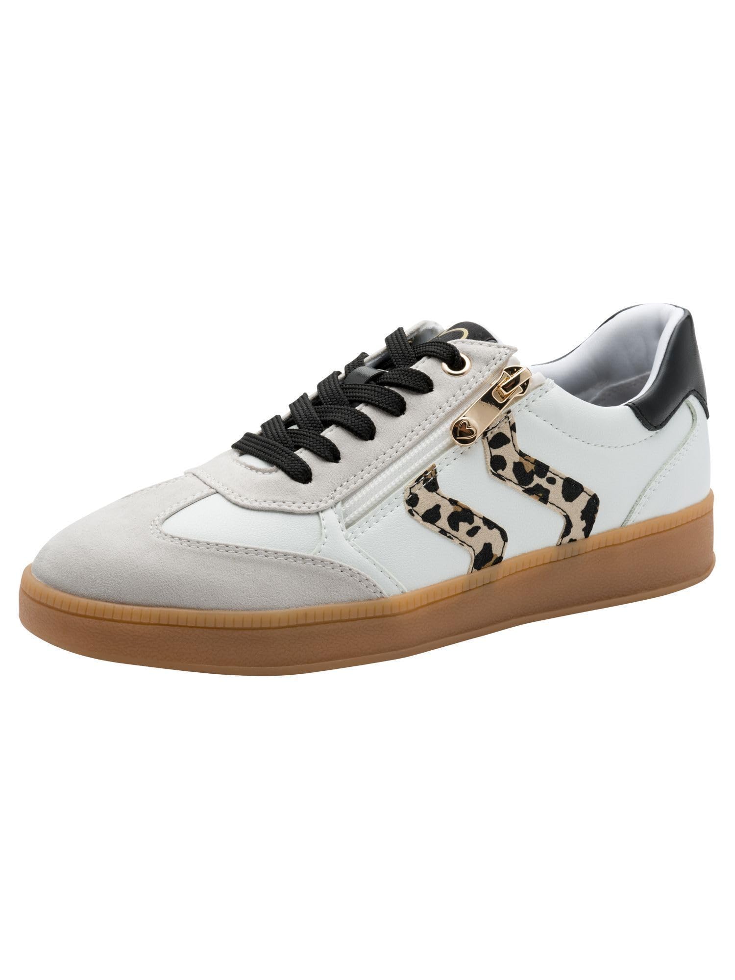 MARCO TOZZI Women Sneakers Soft Feel Me Removable Footbed Soft Lining Vegan Modern, White (White/Leo), 4.5 UK