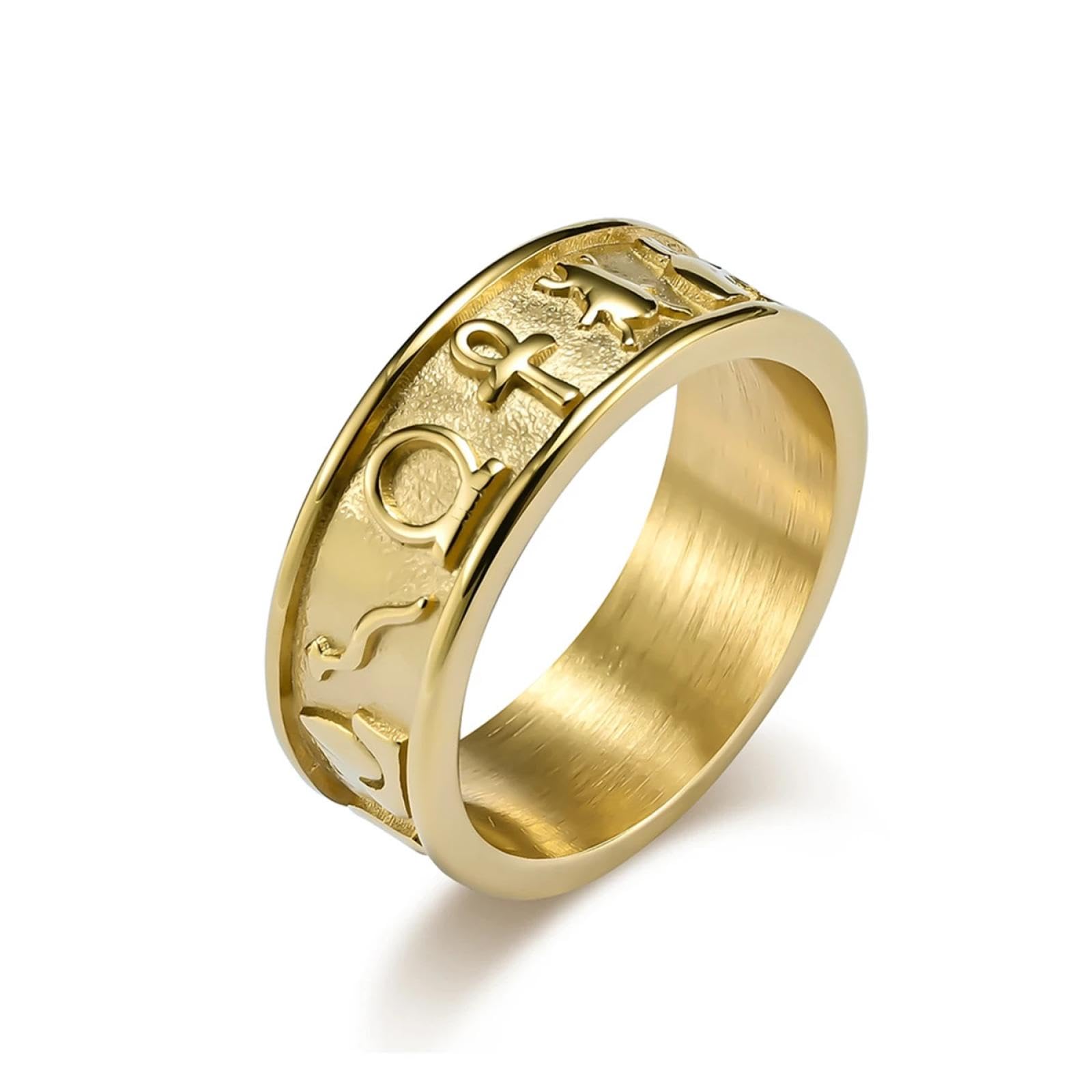Ring Ringe Damen Bijouterie Herren Herrenring Altägyptischer Ankh-Feder-Glückssymbolring