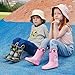 EUXTERPA Toddler Rain Boots for Girls Waterproof Kids Printed Rubber Boots with Easy On Handles, Pink Unicorn, Toddler Size 7